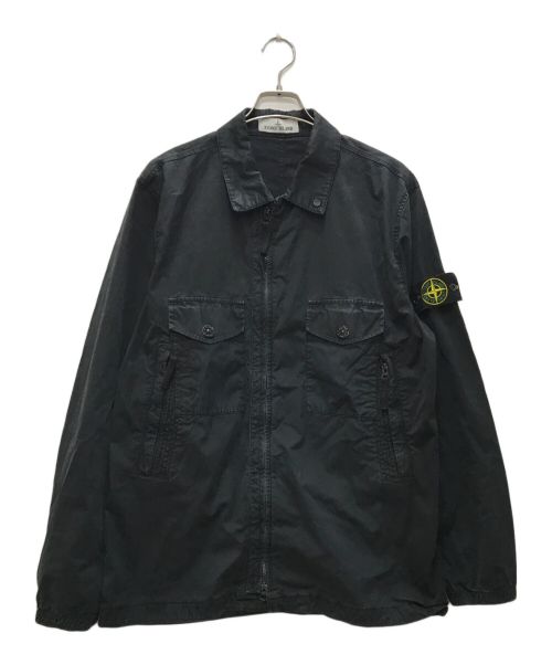 STONE ISLAND（ストーンアイランド）STONE ISLAND (ストーンアイランド) ZIP SHIRTS BLOUSON/ジップシャツブルゾン ブラック サイズ:Lの古着・服飾アイテム