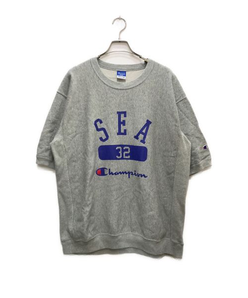 Champion（チャンピオン）Champion (チャンピオン) WIND AND SEA (ウィンド アンド シー) リバースウィーブ ショートスリーブクルーネックスウェットシャツ グレー サイズ:X-LARGEの古着・服飾アイテム