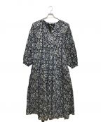 ne quittez pasヌキテパ）の古着「Cotton Lurex Stripe Flower Print Dress/コットン ルレックス ストライプ フラワープリント ドレス」｜ブラック