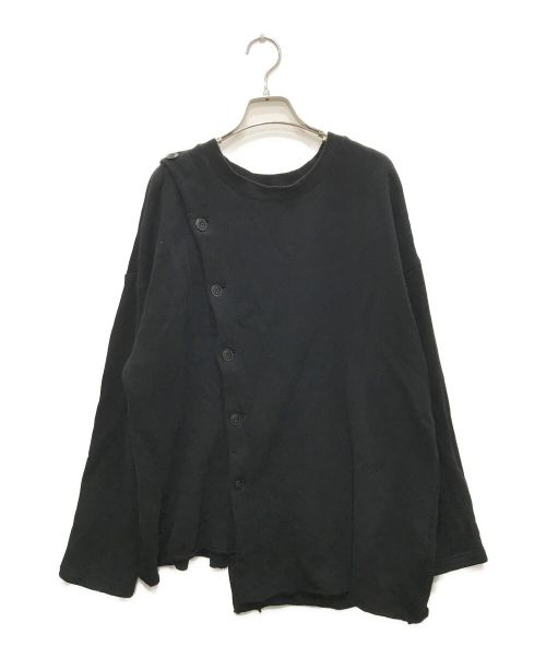 Y's（ワイズ）Y's (ワイズ) TWISTED FLEECE RIGHT BUTTON TRAINER/ツイステッド フリース ライト ボタン トレーナー ブラック サイズ:2の古着・服飾アイテム