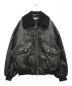 MAISON SPECIAL（メゾンスペシャル）の古着「Hand Rub-Off Buffalo Leather Prime-Over Boa Collar G-1 Jacket/ハード リブオフ バッファロー レザー プライム オーバー ボア カラー G-1 ジャケット」｜ブラック