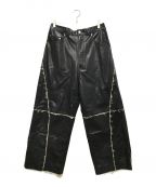 MAISON SPECIALメゾンスペシャル）の古着「Artificial Leather Wide Pants/アーティフィシャルレザーワイドパンツ」｜ブラック