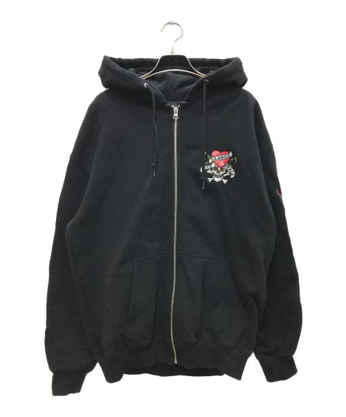 X-LARGE（エクストララージ）X-LARGE (エクストララージ) ED HARDY (エド ハーディー) ジップパーカー ブラック サイズ:Ⅿの古着・服飾アイテム