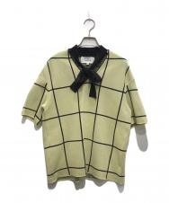 AKIRA NAKA (アキラナカ) Radka tie collar plaid knit/ラドカ タイ カラー プレイド ニット イエロー サイズ:１