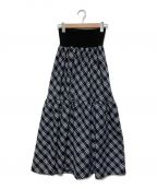 BONNEボンヌ）の古着「waist rib tiered long skirt」｜ホワイト×ブラック