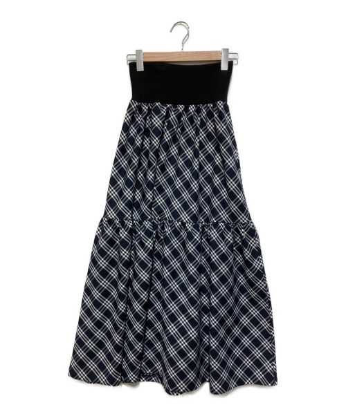 BONNE（ボンヌ）BONNE (ボンヌ) waist rib tiered long skirt ホワイト×ブラック サイズ:表記無しの古着・服飾アイテム