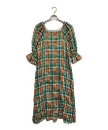 Ameri（アメリ）の古着「LACEY CHECK PUFF DRESS」｜グリーン