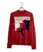 DSQUARED2ディースクエアード）の古着「ロングスリーブカットソー」｜レッド