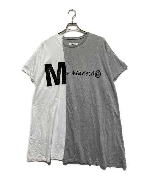 MM6 Maison Margiela（エムエムシックス メゾンマルジェラ）MM6 Maison Margiela (エムエムシックス メゾンマルジェラ) Kids & Junior バイカラーワンピース ホワイト×グレー サイズ:SIZE 16の古着・服飾アイテム