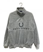 FRED PERRY×BEAMSフレッドペリー×ビームス）の古着「ハーフジップロゴベロアプルオーバー」｜グレー