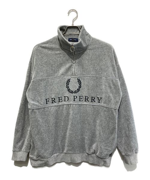 FRED PERRY（フレッドペリー）FRED PERRY (フレッドペリー) BEAMS (ビームス) ハーフジップロゴベロアプルオーバー グレー サイズ:SIZE Sの古着・服飾アイテム