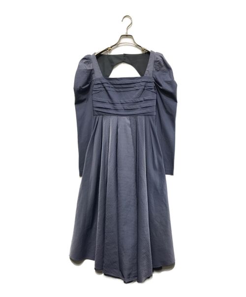 LE CIEL BLEU（ルシェルブルー）LE CIEL BLEU (ルシェルブルー) Textured Empire Dress ブルー サイズ:SIZE 34の古着・服飾アイテム