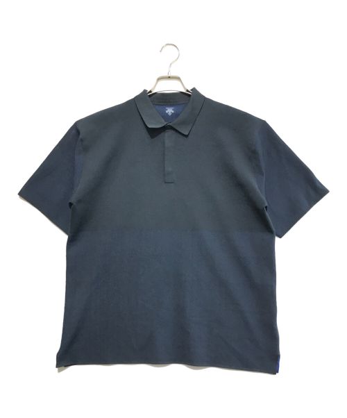 DESCENTE（デサント）DESCENTE (デサント) JAQCUARD H/S POLO SHIRT ネイビー サイズ:Lの古着・服飾アイテム