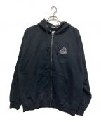 X-LARGEエクストララージ）の古着「BACKSIDE SLANTED OG ZIP HOODED SWEATSHIRT」｜ブラック