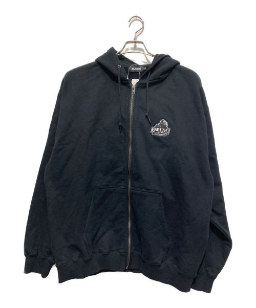 X-LARGE（エクストララージ）X-LARGE (エクストララージ) BACKSIDE SLANTED OG ZIP HOODED SWEATSHIRT ブラック サイズ:SIZE XL 未使用品の古着・服飾アイテム