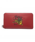 KENZOケンゾー）の古着「Jumping Tiger Leather Continental Wallet」｜レッド