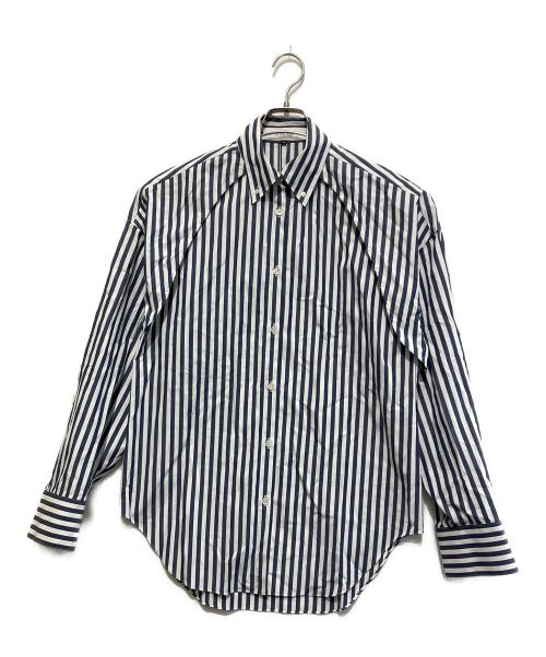 LE CIEL BLEU（ルシェルブルー）LE CIEL BLEU (ルシェルブルー) Convertible Stripe Shirt ホワイト×ブルー サイズ:36 未使用品の古着・服飾アイテム