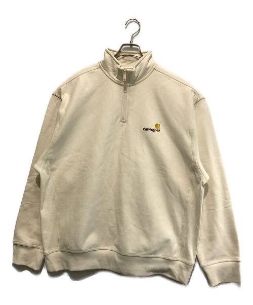 Carhartt WIP（カーハート ワークインプログレス）CARHARTT WIP (カーハートダブリューアイピー) half zip american script sweat アイボリー サイズ:XLの古着・服飾アイテム