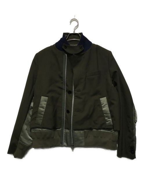 sacai（サカイ）sacai (サカイ) Suiting MA-1 Mix Blouson カーキ×ネイビー サイズ:SIZE 2の古着・服飾アイテム