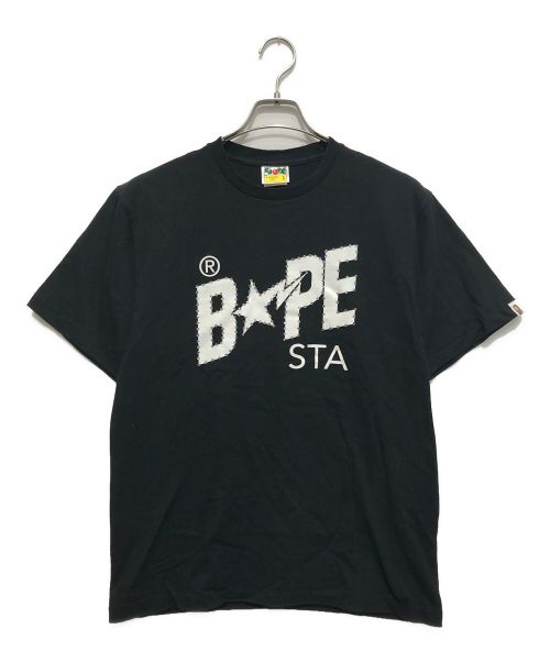 A BATHING APE（アベイシングエイプ）A BATHING APE (アベイシングエイプ) CRYSTAL STONE BAPE STA LOGO TEE ブラック サイズ:Lの古着・服飾アイテム