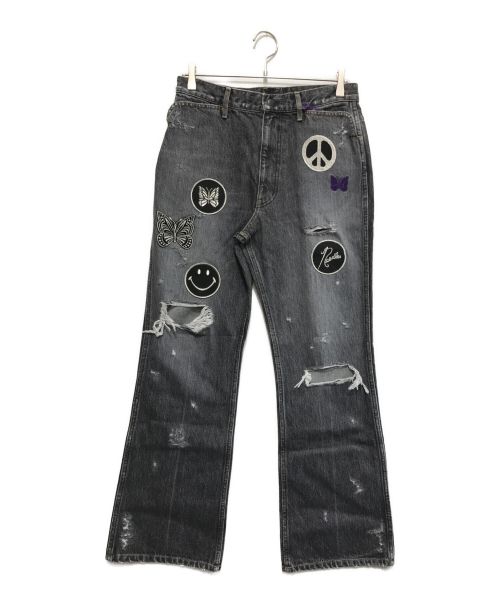 Needles（ニードルズ）Needles (ニードルズ) Assorted patches boot-cut jean-13oz ブラック サイズ:Sの古着・服飾アイテム