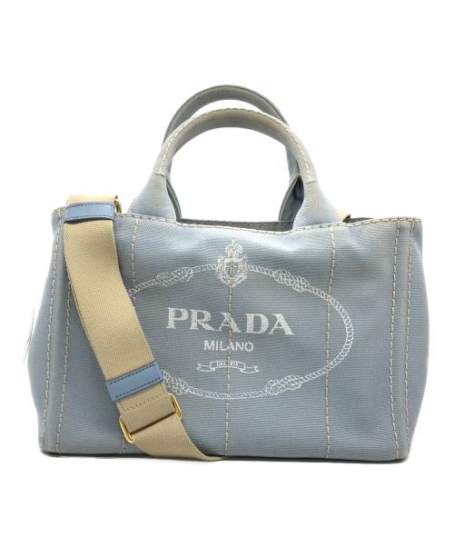 PRADA（プラダ）PRADA (プラダ) キャンバストートバッグ スカイブルーの古着・服飾アイテム