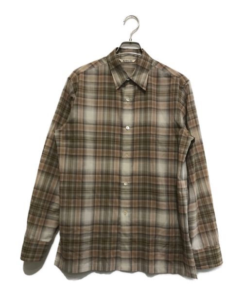 AURALEE（オーラリー）AURALEE (オーラリー) WOOL RECYCLED POLYESTER CLOTH SHIRTS ブラウン サイズ:1の古着・服飾アイテム