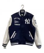 PRO STANDARDプロスタンダード）の古着「NEW YORK YANKEES RETRO CLASSIC RIB WOOL VARSITY JACKET」｜ネイビーホワイト