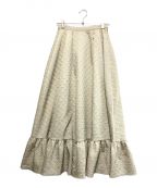 Ameriアメリ）の古着「JACQUARD RUFFLED HEM SKIRT」｜ベージュ