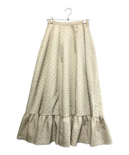 Ameri（アメリ）Ameri (アメリ) JACQUARD RUFFLED HEM SKIRT ベージュ サイズ:Mの古着・服飾アイテム