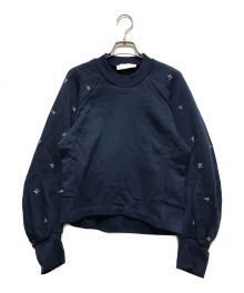 Mame Kurogouchi（マメクロゴウチ）の古着「Floral Motif Embroidered Sweatshirts」｜ネイビー