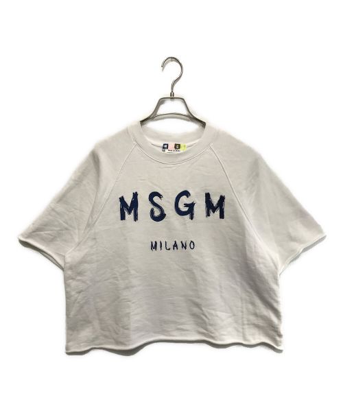 MSGM（エムエスジーエム）MSGM (エムエスジーエム) クロップド刺繍ロゴスウェット ホワイト サイズ:XSの古着・服飾アイテム