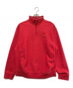 CarHarttカーハート）の古着「HALF ZIP AMERICAN SCRIPT SWEAT」｜レッド