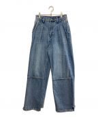 YENNイエン）の古着「TUCK WIDE DENIM PANTS」｜スカイブルー