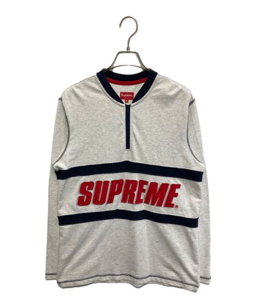 SUPREME（シュプリーム）SUPREME (シュプリーム) ハーフジップロングTシャツ グレー サイズ:Sの古着・服飾アイテム