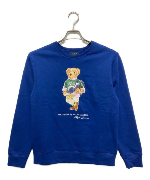 POLO RALPH LAUREN（ポロ・ラルフローレン）POLO RALPH LAUREN (ポロ・ラルフローレン) LONG-SLEEVE FLEECE KNIT POLO PREPPY BEAR GRAPHIC SWEATSHIRT ブルー サイズ:Lの古着・服飾アイテム