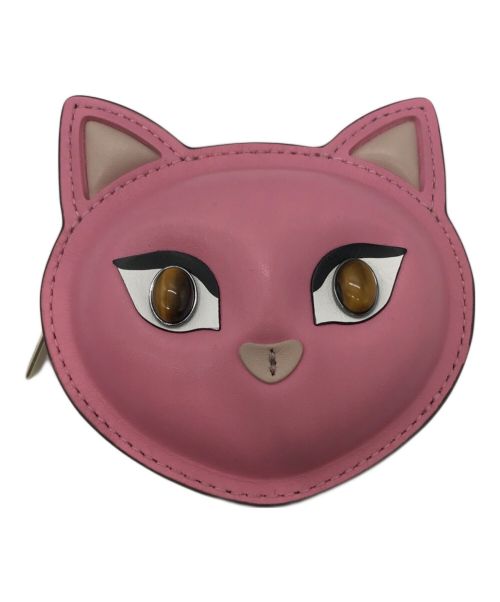 Kate Spade（ケイトスペード）Kate Spade (ケイトスペード) キャットフェイスコインケース ピンクの古着・服飾アイテム