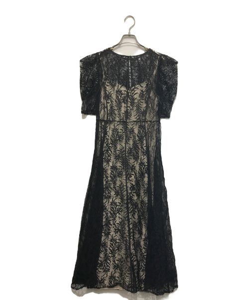 FRAY ID（フレイ アイディー）FRAY ID (フレイ アイディー) リーフレースパイピングドレス ブラック サイズ:1の古着・服飾アイテム
