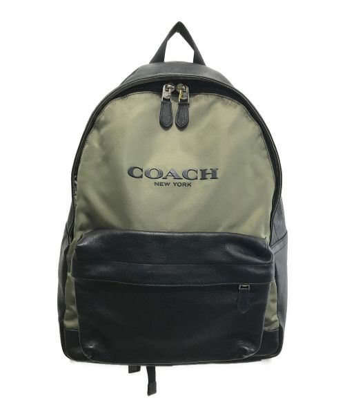 COACH（コーチ）COACH (コーチ) レザーリュック ブラック×グリーンの古着・服飾アイテム