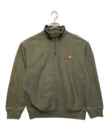 CarHartt（カーハート）の古着「HALF ZIP AMERICAN SCRIPT SWEAT」｜オリーブ