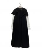 ENFOLDエンフォルド）の古着「LAYERED-SLEEVE DRESS」｜ブラック×ホワイト