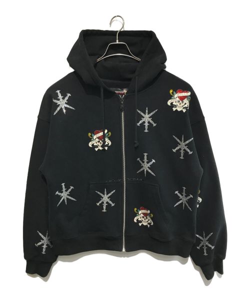 unknown（アンノーン）unknown (アンノーン) Ed Hardy (エド ハーディー) ジップパーカー ブラック サイズ:Mの古着・服飾アイテム