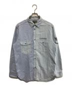 NIGEL CABOURNナイジェルケーボン）の古着「U.S. NAVY MIX SHIRT（ユーエスネイビーミックスシャツ）」｜スカイブルー