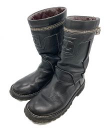 CHANEL（シャネル）の古着「Black Leather Motorcycle Boots」｜ブラック