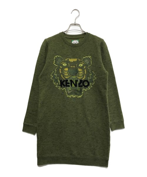 KENZO（ケンゾー）KENZO (ケンゾー) タイガーフェイスロングスウェットワンピース オリーブ サイズ:Sの古着・服飾アイテム