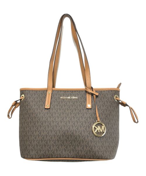 MICHAEL KORS（マイケルコース）MICHAEL KORS (マイケルコース) ジェットセット トラベル スモール トップジップ ドローストリング トートバッグ ブラウン サイズ:ーの古着・服飾アイテム