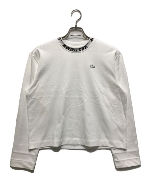 LACOSTE（ラコステ）LACOSTE (ラコステ) グラフィカルロゴジャカードネックリブロングスリーブTシャツ ホワイト サイズ:S（34）の古着・服飾アイテム