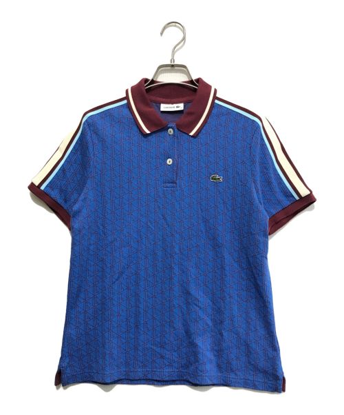 LACOSTE（ラコステ）LACOSTE (ラコステ) モノグラムジャカードコットンニットポロシャツ ブルー サイズ:40の古着・服飾アイテム