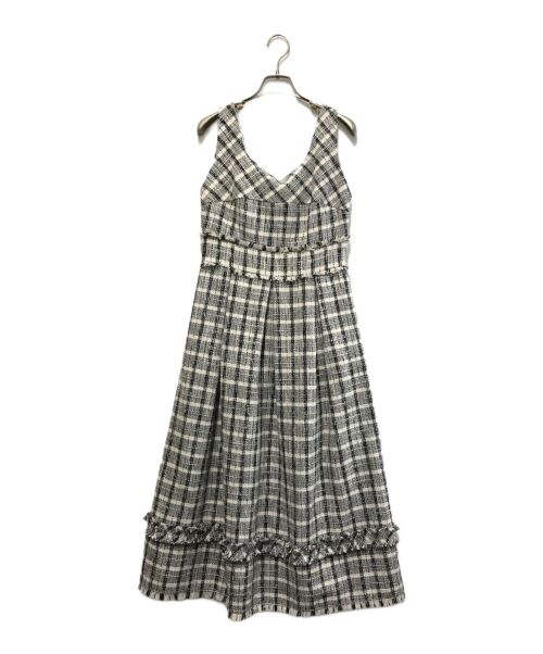 HER LIP TO（ハーリップトゥ）HER LIP TO (ハーリップトゥ) Summer Tweed Midi Dress ブラック×ホワイト サイズ:Mの古着・服飾アイテム