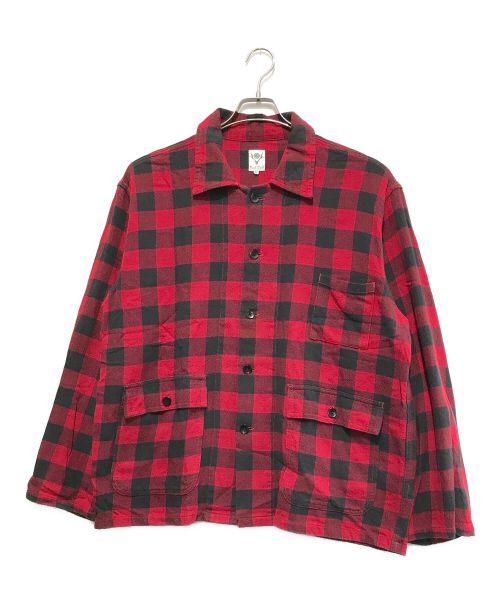 South2 West8（サウスツー ウエストエイト）south2 west8 (サウスツー ウエストエイト) Hunting Shirt - Plaid Twill レッド×ブラック サイズ:Lの古着・服飾アイテム